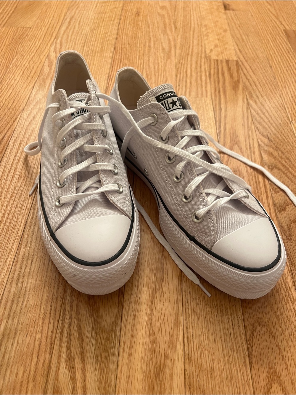 Converse White Low Top Platform Canvas Sneakers